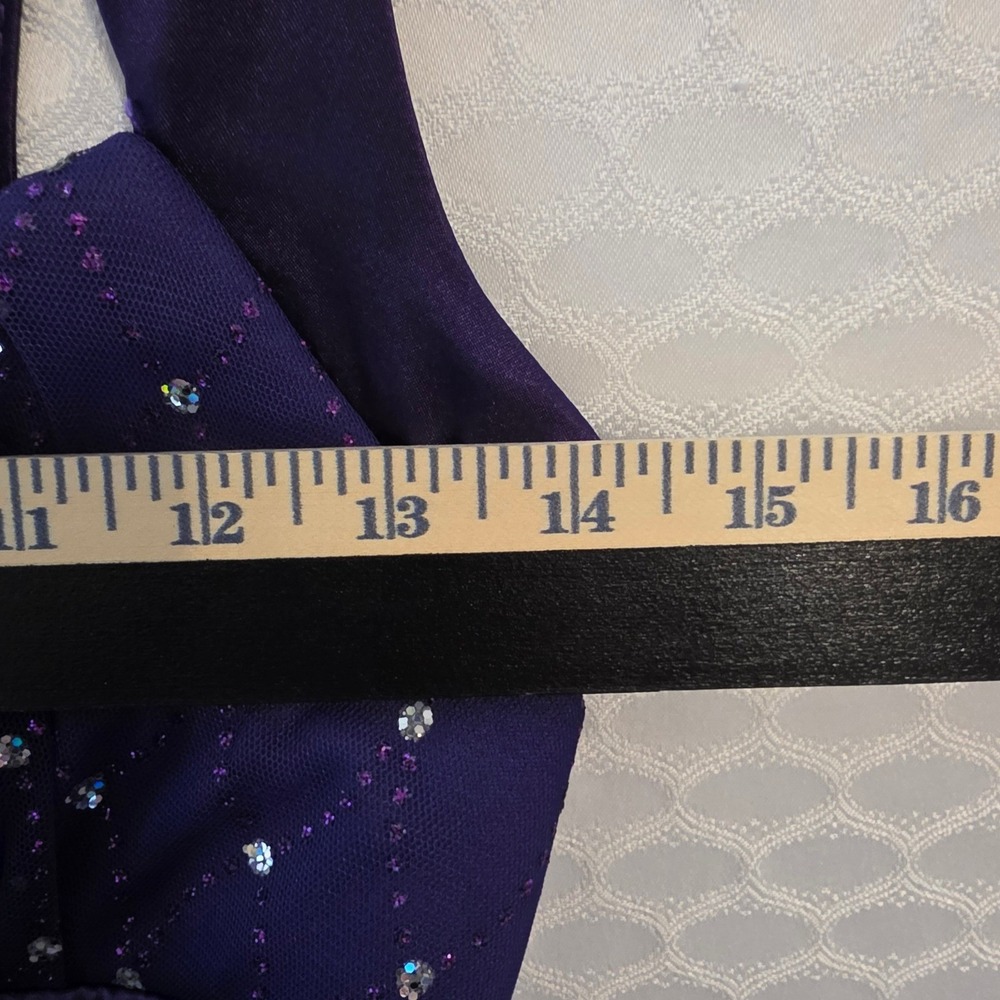B. Darlin Purple Sequin Mesh Cocktail Dress Party Bow Size 7/8 Homecoming - Picture 6 of 11